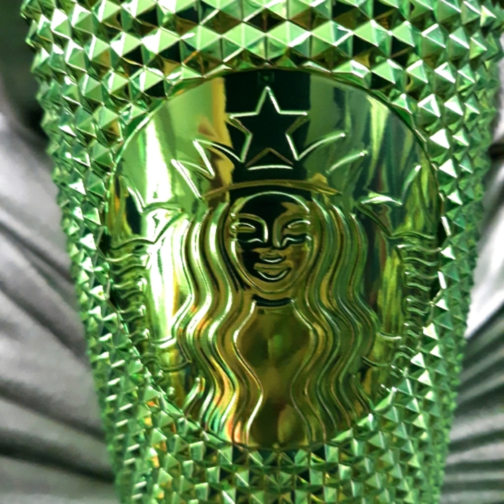STARBUCKS LTD ED LIME GREEN STUDDED CUP SWIRL STRAW! RARE!